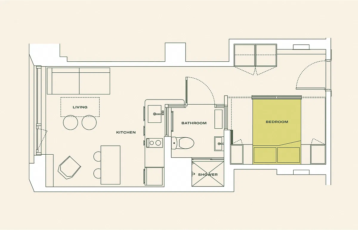 Floor plan One Bedroom (S1)