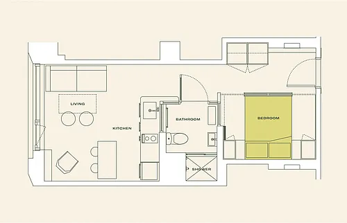 Floor plan One Bedroom (S1)