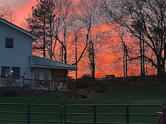 House and sunset