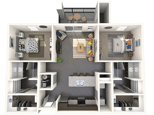 Floor plan Classic 2 Bed - 2 Bath B