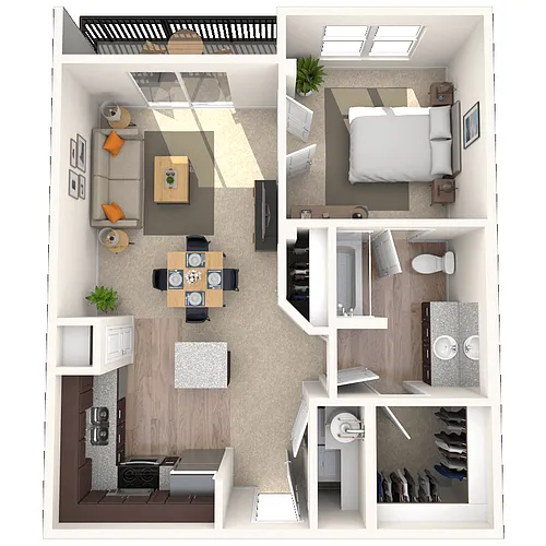 Floor plan Traditional 1x1 665-1178 SF