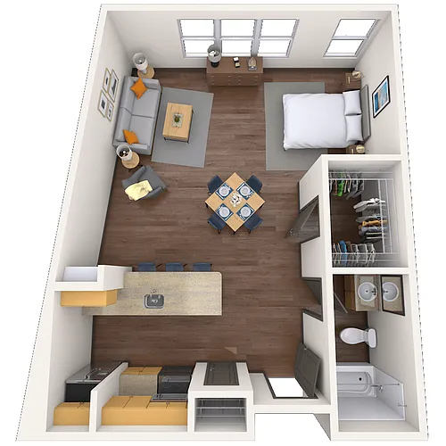 Floor plan Studio 0x1 678 SF