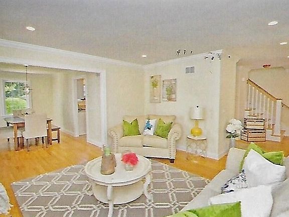 Open living room w/fireplace