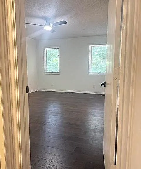 Great space for king size bed and views of the wooded back yard