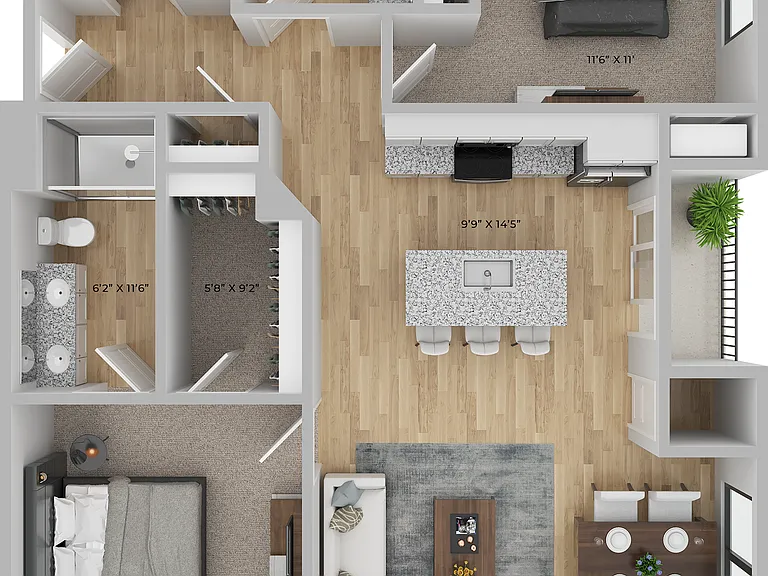 Unit-2A-The-Mill-1206-1210 - with Room Dimensions Unit-2A-The-Mill-1206-1210 - with Room Dimensions