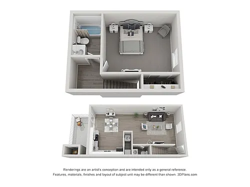Floor plan One Bedroom Townhome