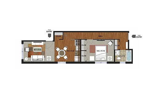 Floor plan Bryant Uptown - One Bedroom