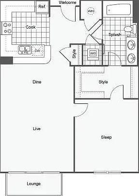 Mercer 1/1 Floor Plan Mercer 1/1 Floor Plan