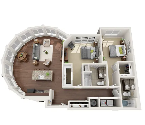 Floor plan Two Bedroom (B7)
