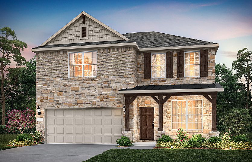 The Hamilton, a two-story home with 2-car garage, shown as Home Exterior C