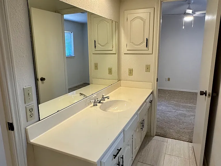 Jack and Jill bathroom with vanity and shower