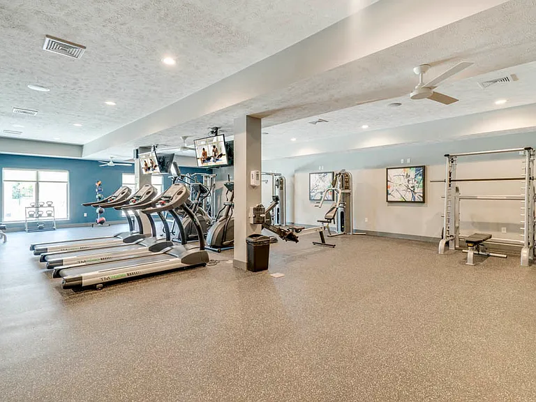 Our large fitness center offers a variety of workouts with cardio equipment, weightlifting machines, free weights, and a spin/yoga studio.