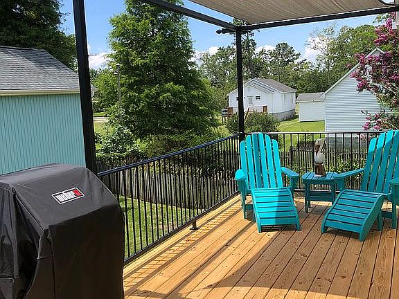 Shaded side deck.