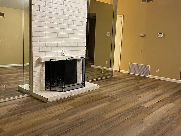 Fire place in living room.