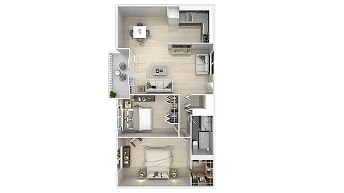 Floor plan 2 Bedroom 1 Bathroom With Balcony