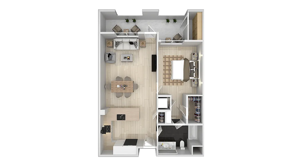 Floor plan 1 Bedroom 1 Bath C