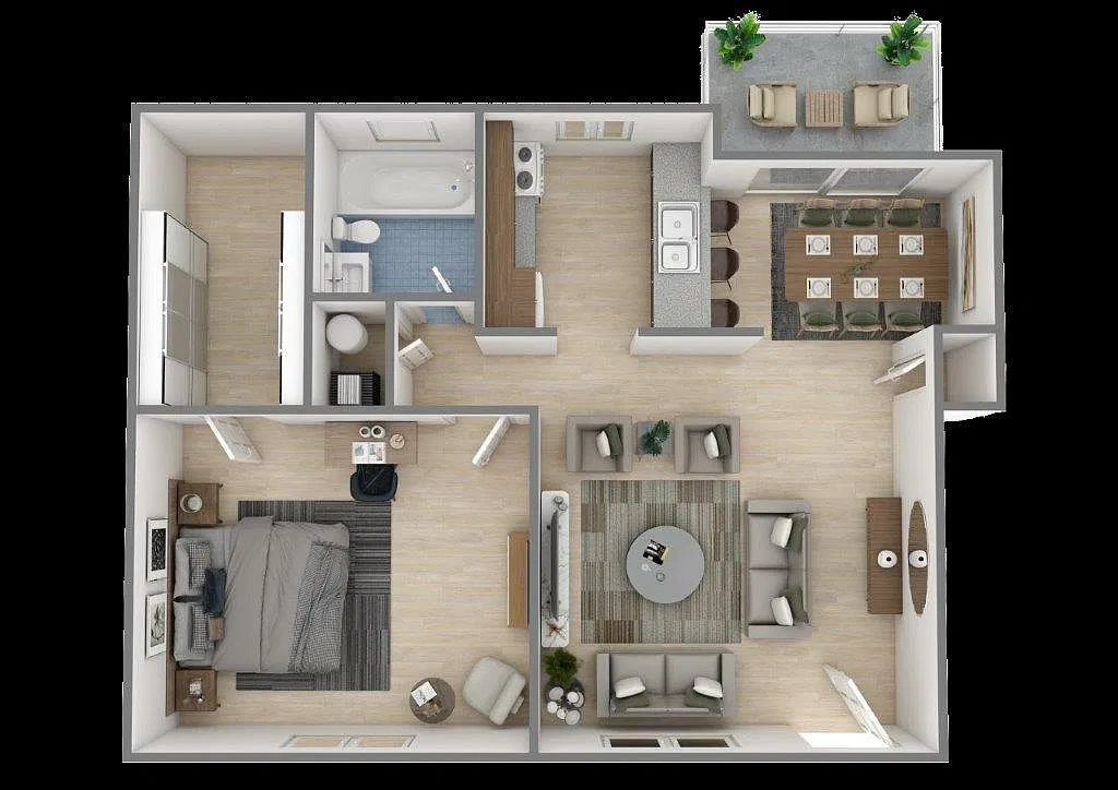 Floor plan 1 Bedroom, 1 Bathroom