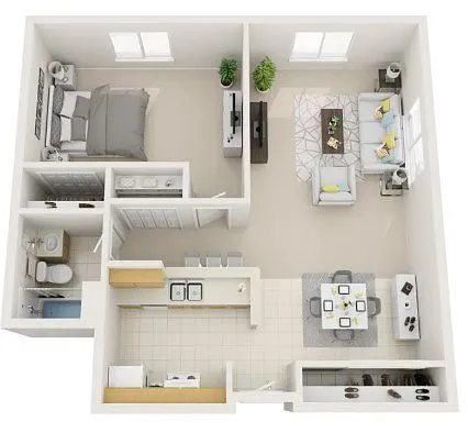 Floor plan 1 Bed, 1 Bath