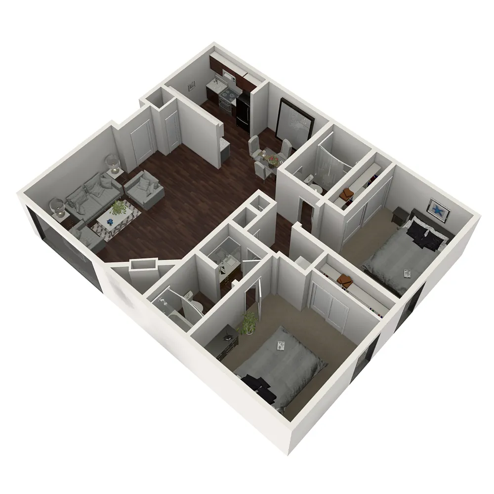 Floor plan 2 Bed 2 Bath Plan B