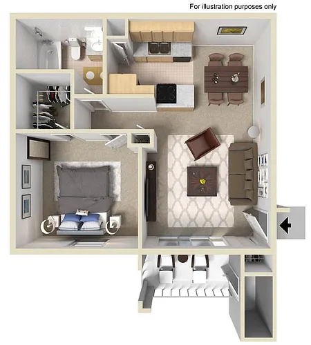 Floor plan 1 Bedroom 1 Bath
