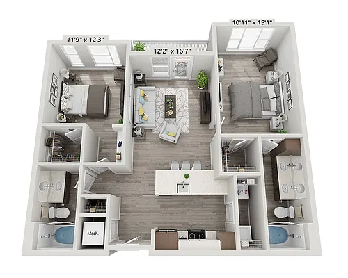 Floor plan Two Bedroom B2F