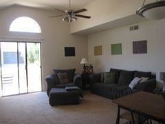 Spacious Lliving/Dining Area with Vaulted Ceilings