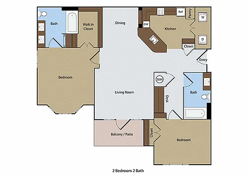 Floor plan Augusta 2 BR 2 BA