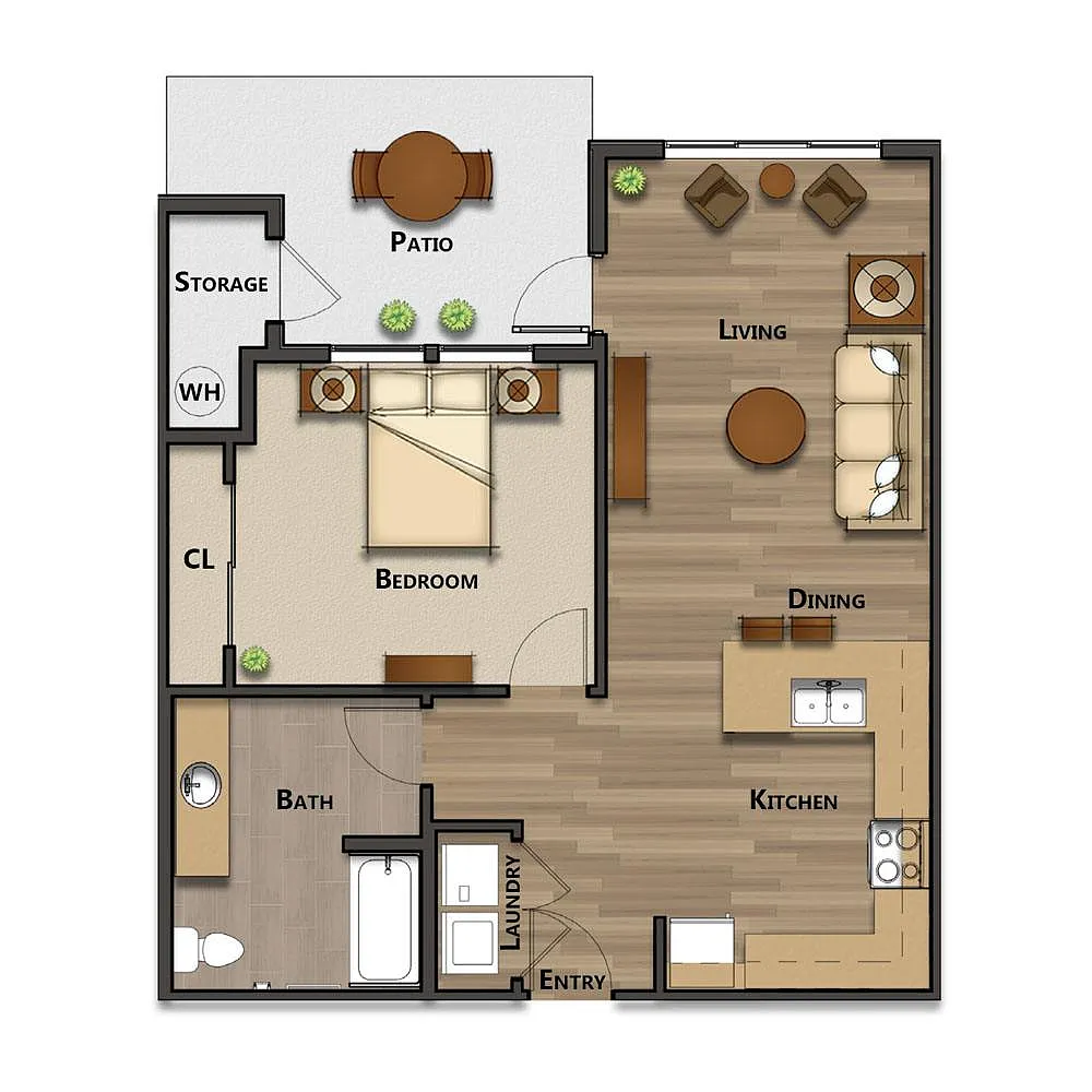 Floor plan 1 Bed, 1 Bath Flat