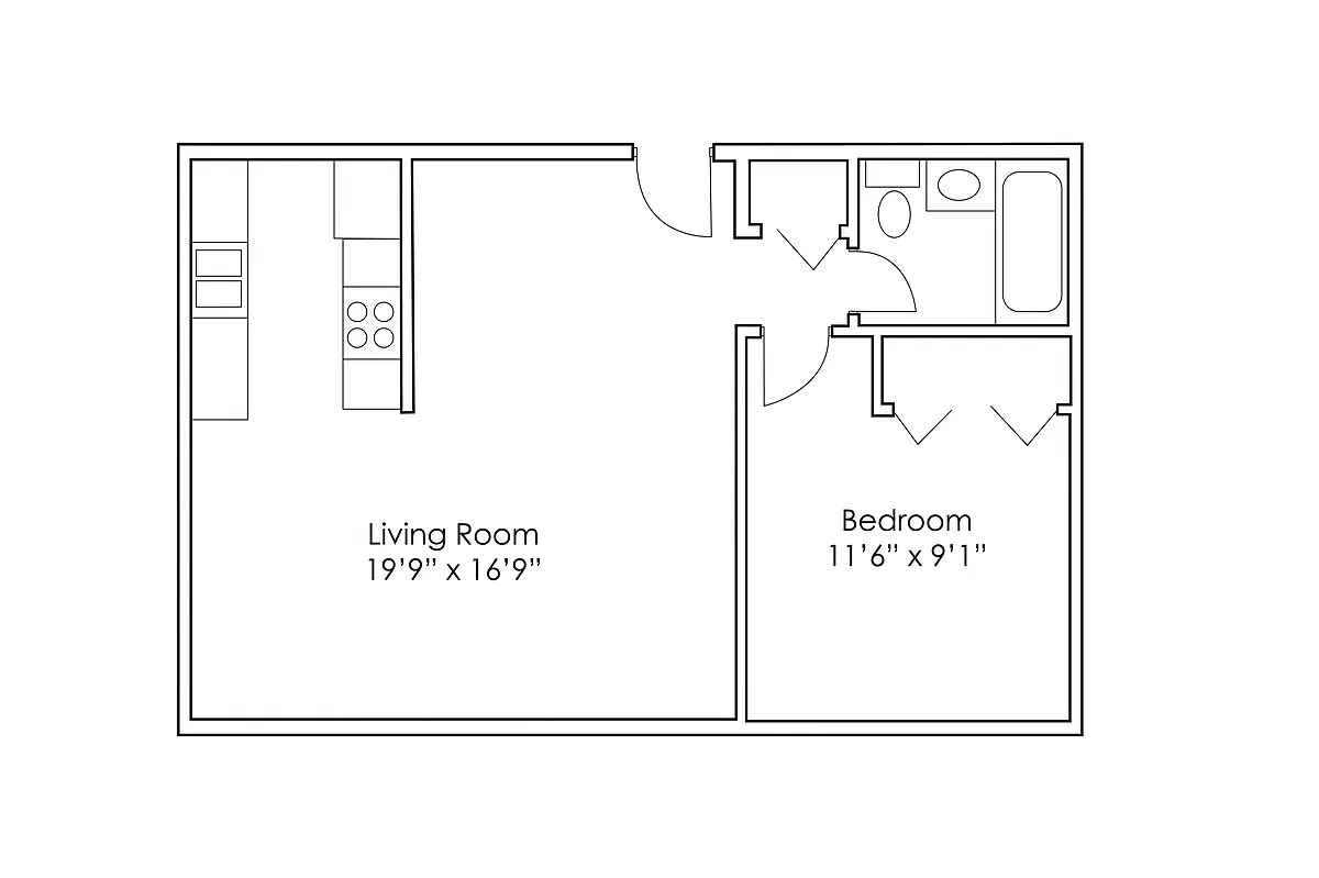 Floor plan 1 Bedroom C