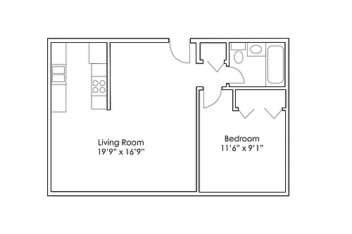 Floor plan 1 Bedroom C
