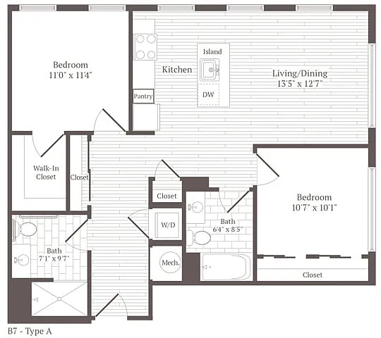 Floor plan 2 Bed 2 Bath
