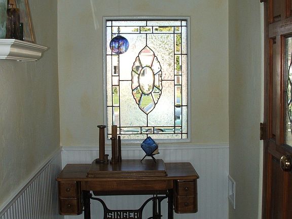 Entry Foyer With Leaded Glass Window