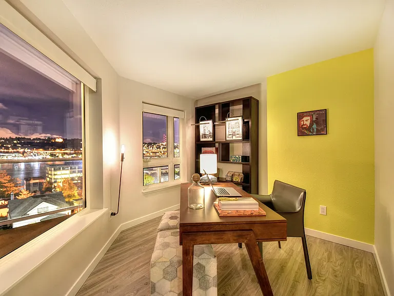 Office Area with View of Night Sky