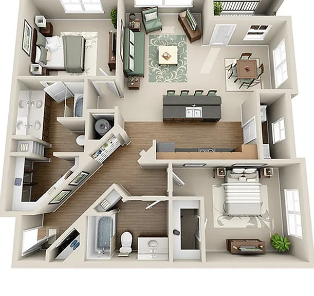 2 Bedroom | 2 Bath | 1254 SF 2 Bedroom | 2 Bath | 1254 SF