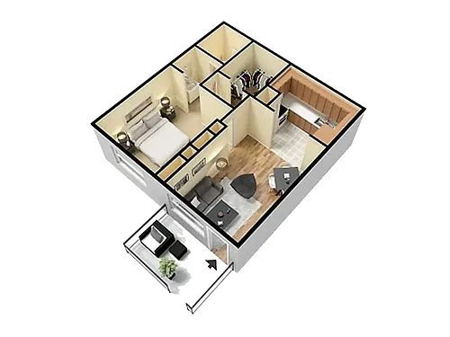 Floor plan 1X1 B