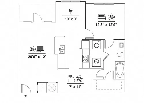 Floor plan 1X1 A2