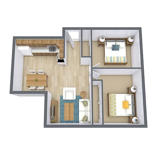 Floor plan Two Bedroom 21B