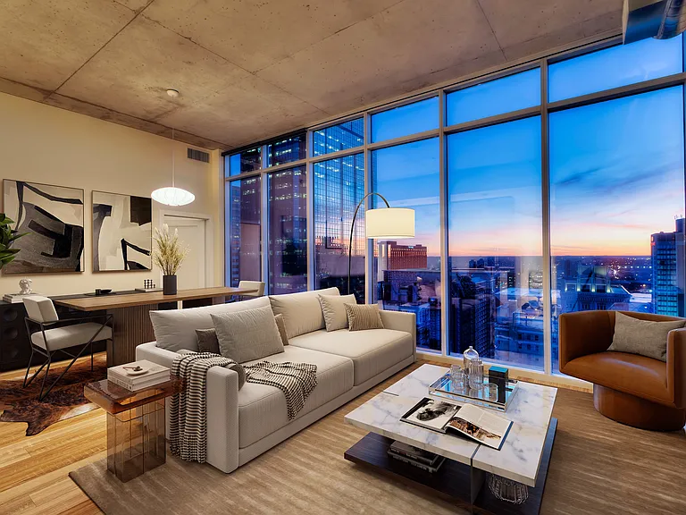 Chic and modern living rooms at One Light Luxury Apartments
