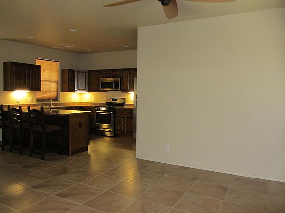 View from great room to kitchen.