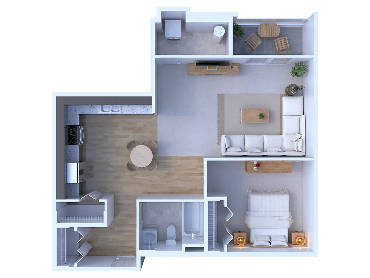 Floor plan 1 Bedroom/1 Bathroom Penthouse