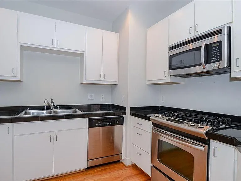 Kitchen with stainless steel appliances
