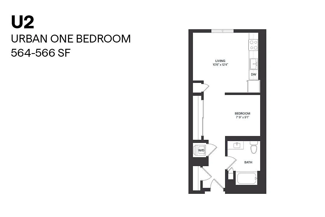 Floor plan Urban One Bedroom U2