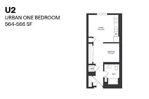 Floor plan Urban One Bedroom U2