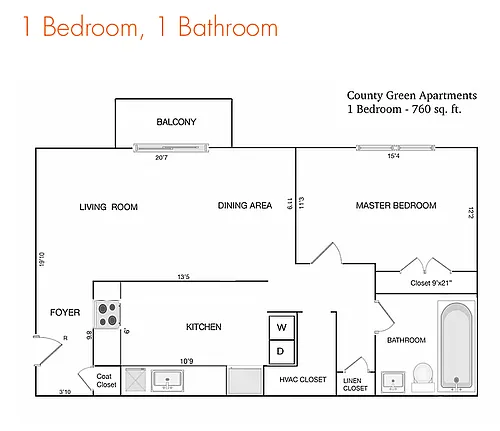 Floor plan 1 Bedroom 1 Bath