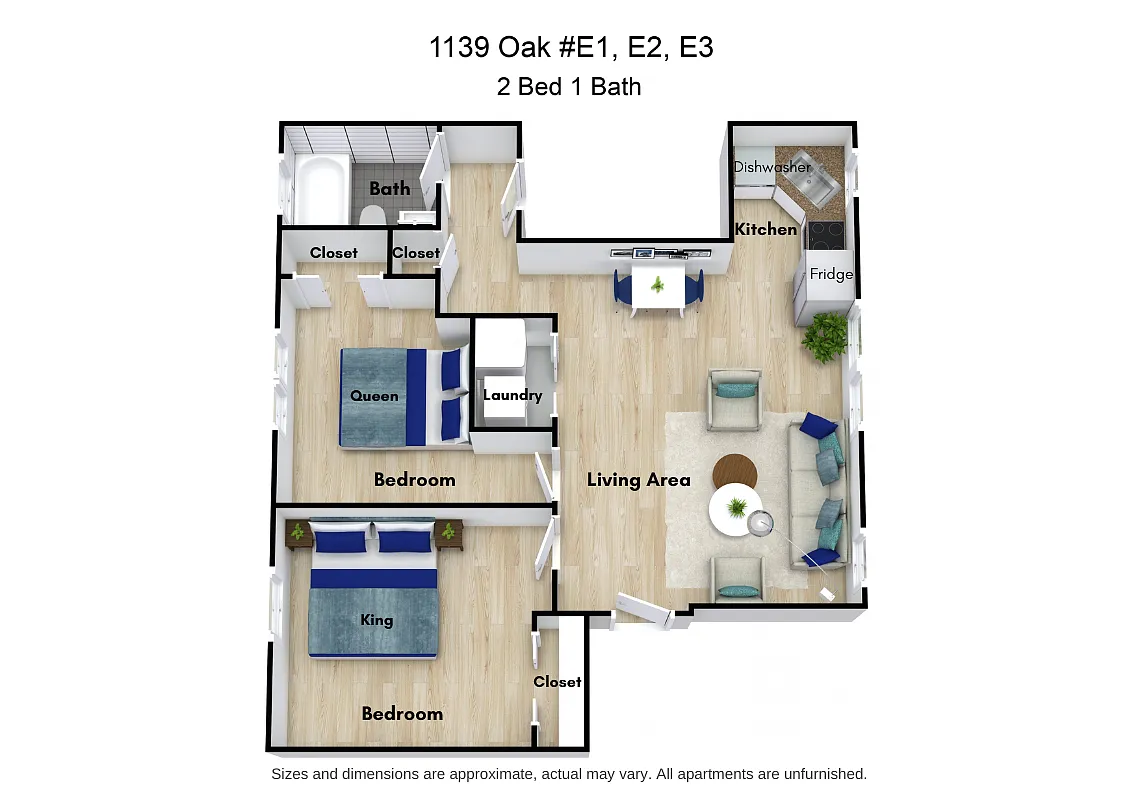 Floor plan 2 Bed 1 Bath