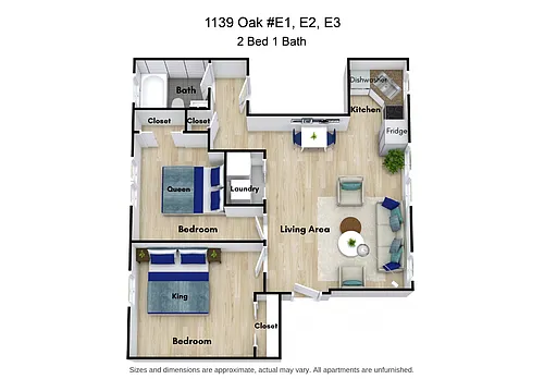 Floor plan 2 Bed 1 Bath