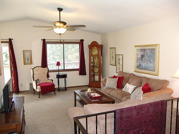 Living room with vaulted ceilings
