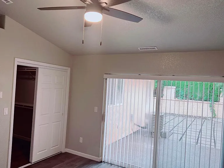 Master bedroom opens out into the back yard.