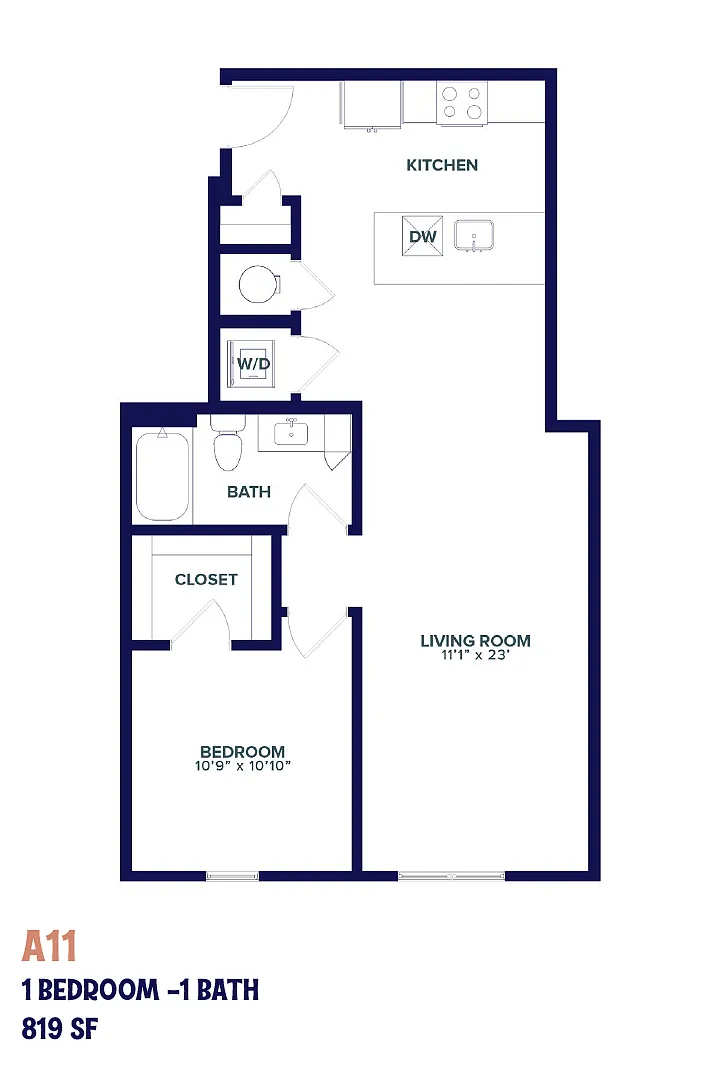 Floor plan Nita One Bedroom A11