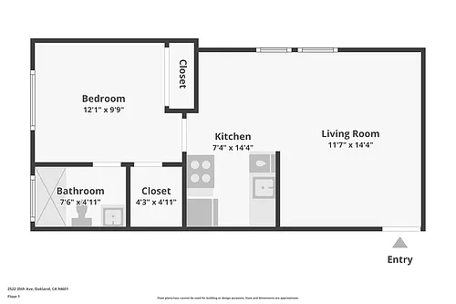 Floor plan One Bedroom Unit